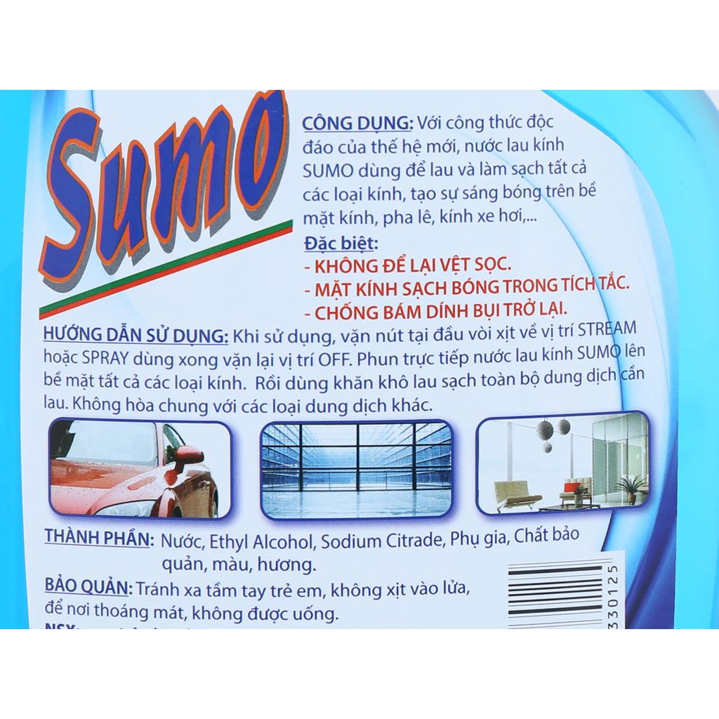 Chai Nước Xịt Lau Kính Sumo 800ml - Bóng Loáng Không Vệt Sọc