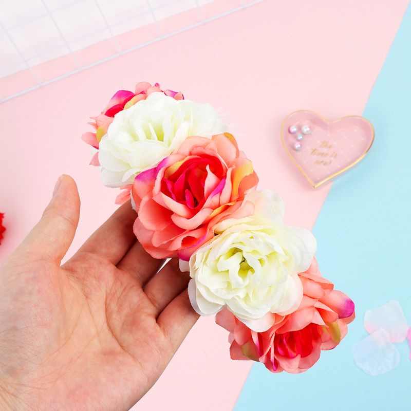 Vòng hoa giả nhiều màu sắc phong cách Bohemian thời trang cho nữ