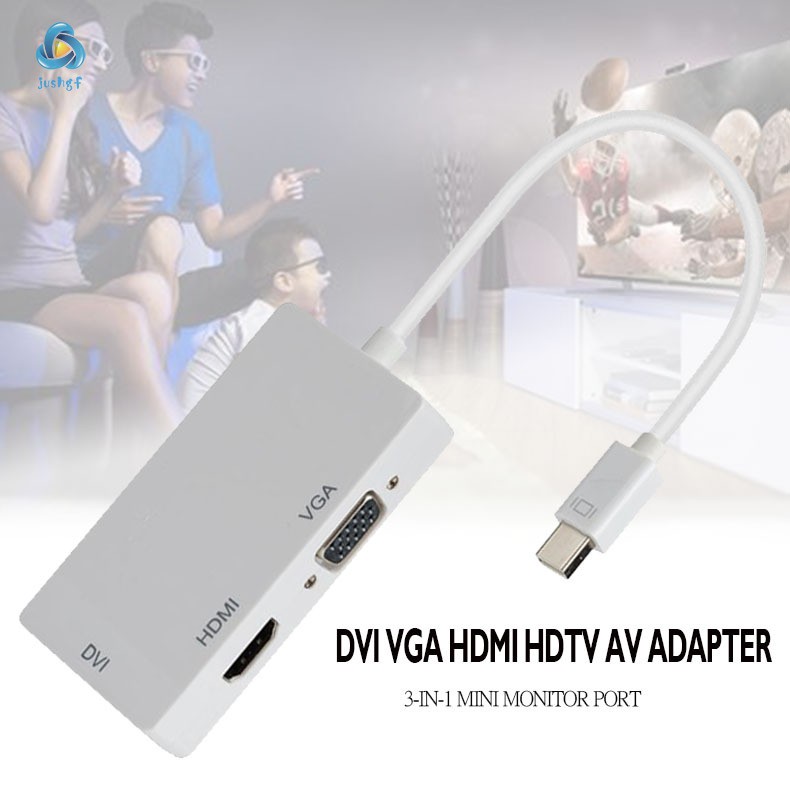 Dây chuyển đổi 3 trong 1 từ cổng màn hình mini sang DVI VGA Hdmi Tv Av Hdtv cho MacBook/Imac/MacBook Air