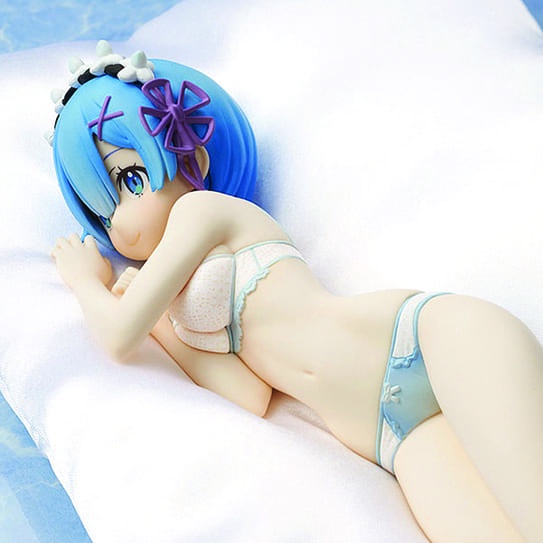 Mô hình tĩnh Re Zero Rem 23cm Sleeping Sharing Blue Lingerie Ver 1/7 Scale Figure KADOKAWA CHÍNH HÃNG NHẬT RZKAKA01