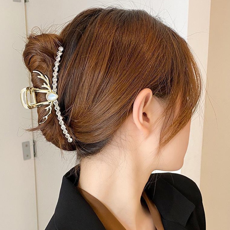 Kẹp Tóc Càng Cua Dài Bằng Hợp Kim Mỏng Đính Đá Dễ Thương Cho Nữ