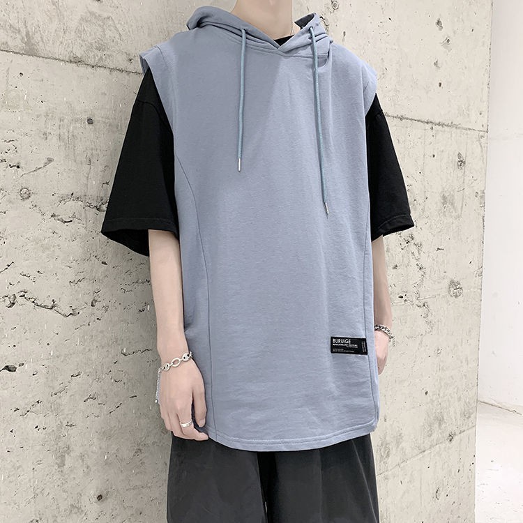 Áo Hoodie Thể Thao Sát Nách Dáng Rộng Thiết Kế Năng Động Trẻ Trung Cho Nam