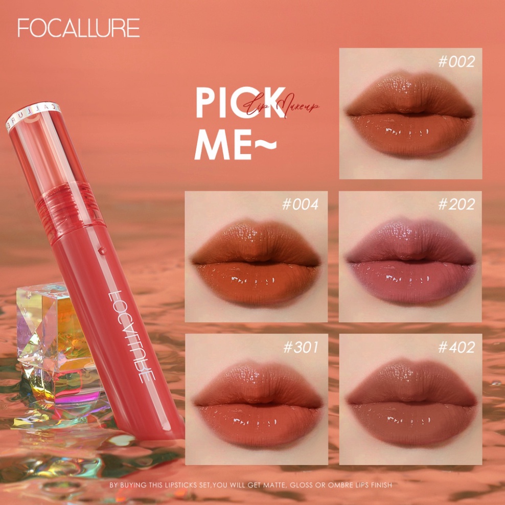 Bộ son thỏi + son kem bóng FOCALLURE êm ái không vón cục màu lỳ cho môi 30g