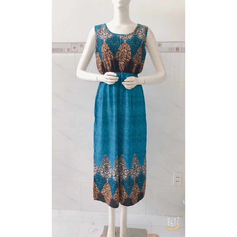 [48-60ký]Đầm maxi xát nách cổ tròn vải tole dáng dài | BigBuy360 - bigbuy360.vn