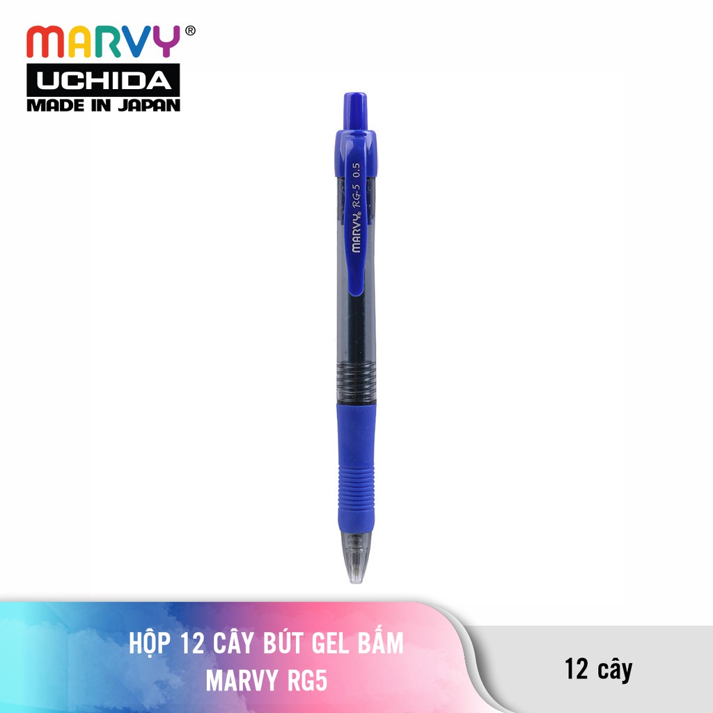Hộp 12 cây Bút gel bấm Marvy Uchida RG5 ngòi 0.5mm