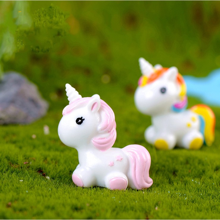 Mô hình ngựa kỳ lân unicorn nhỏ xinh trang trí tiểu cảnh, terrarium, DIY