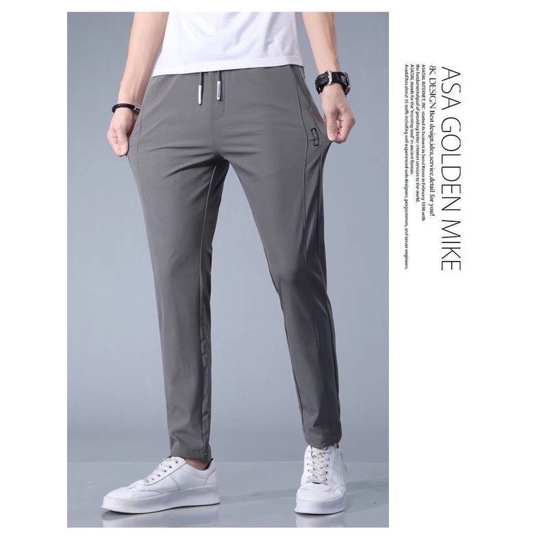 Quần Dài Thể Thao Vải Lụa Mát Mỏng Nhanh Khô Thời Trang Mùa Hè Cho Nam