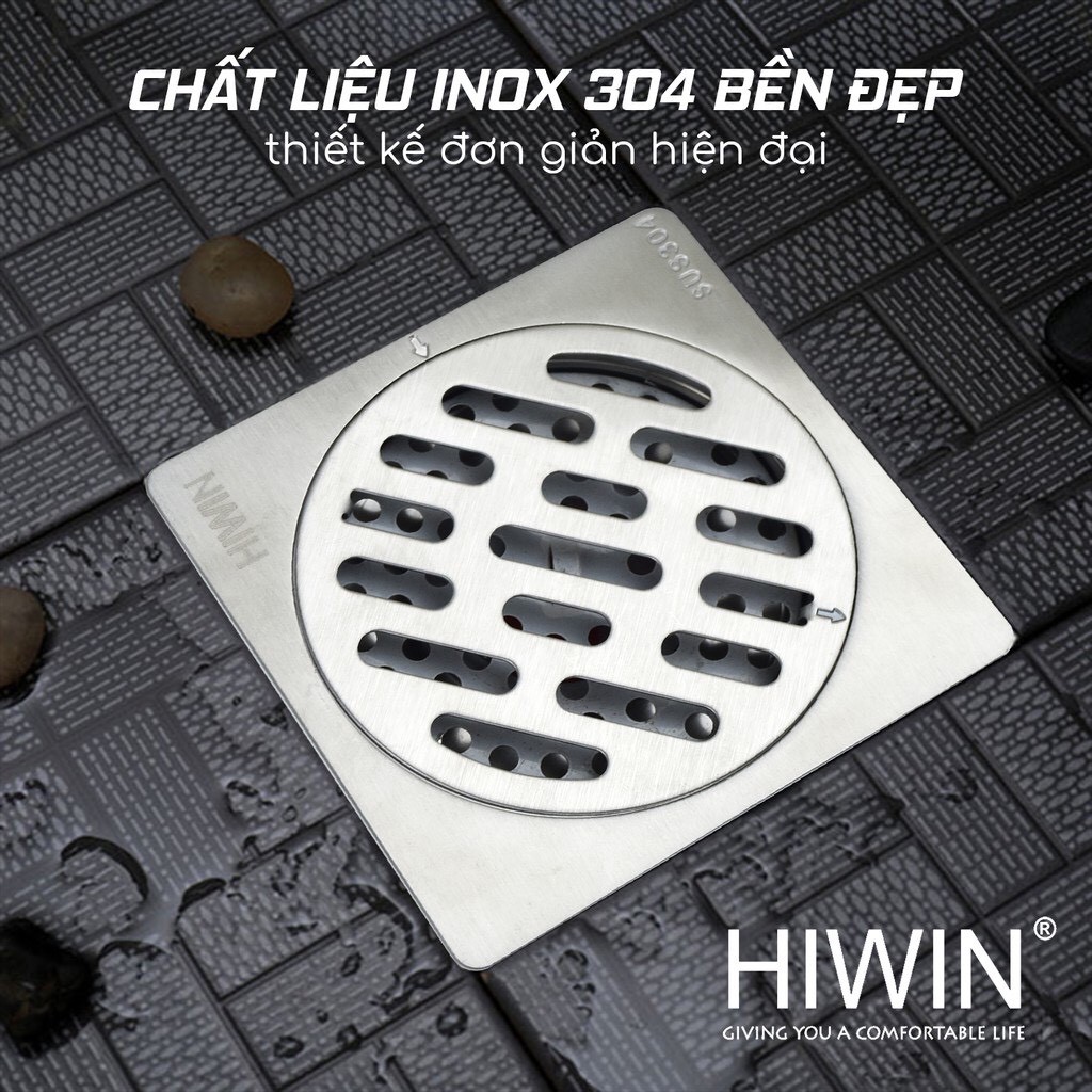 Thoát sàn ngăn mùi chống trào ngược cao cấp mặt mờ Hiwin FD-1001 100x100