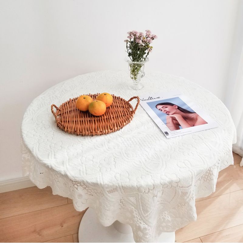 Khăn trải bàn ren phong cách retro dịu dàng hoa mận nhí vintage decor bàn phòng khách nhà cửa trang trí lenhome