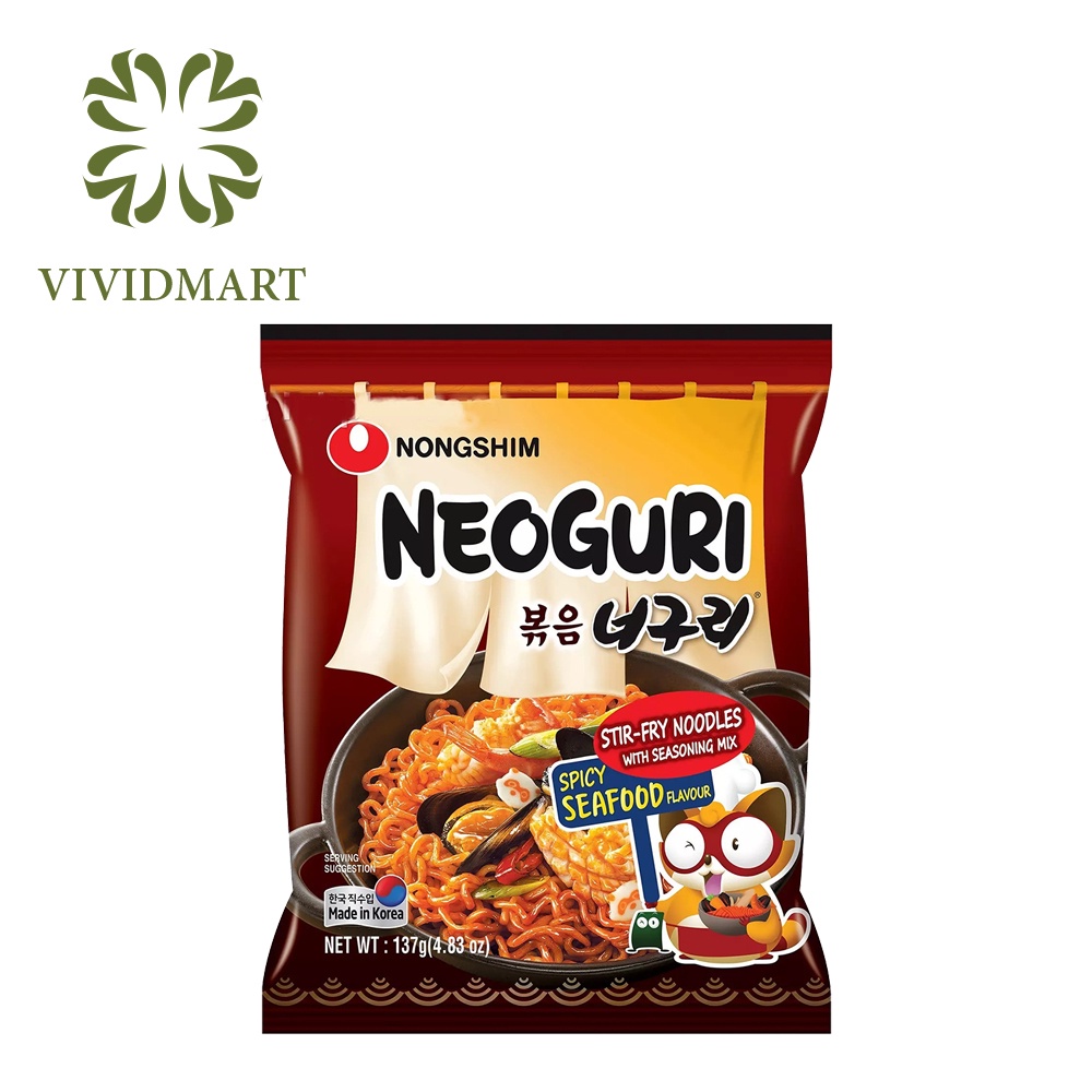 MÌ NEOGURI SEAFOOD & SPICY MÌ XÀO KHÔ VÀ MÌ NƯỚC - GÓI/120g – NEUGURI - NONGSHIM