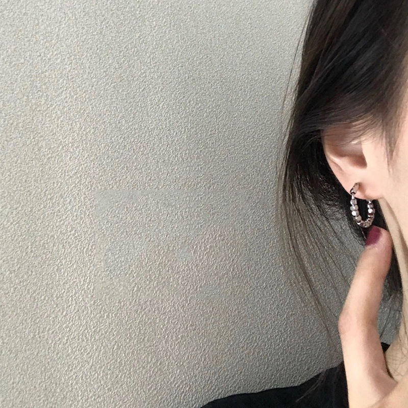 1 Cặp Bông Tai Hình Tròn/Vuông Đính Hạt Nhỏ Đơn Giản Cá Tính Thời Trang Hàn Quốc Dành Cho Nữ