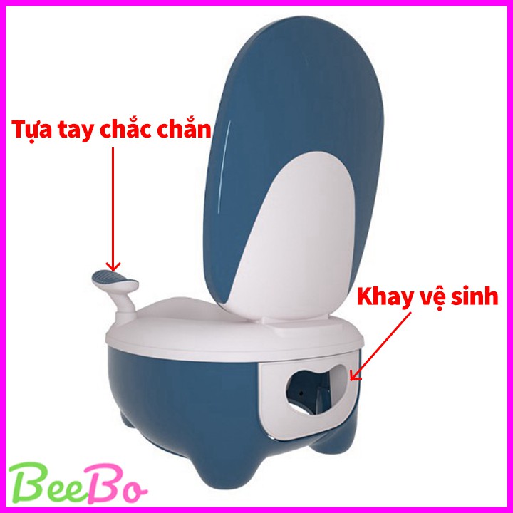 Bệ bồn cầu cho bé có tay vịn tặng kèm chổi cọ bồn cầu, bệ thu nhỏ bồn cầu tự đi vệ sinh cho bé từ 1 đến 7 tuổi