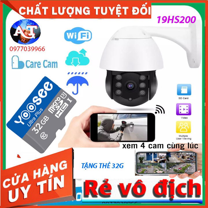 [TẶNG THẺ 32G]Camera Ngoài Trời 19HS-200W Độ Phân Giải 2.0Mpx - Camera Không Dây - Hình Ảnh Cực Sắc Nét