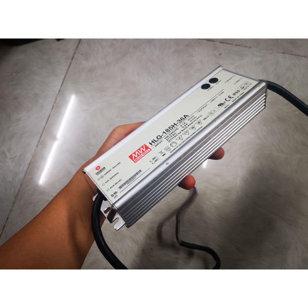 Nguồn LED Driver Meanwell HLG-185H-36A | IP 65 | DC +36V, 5.2A