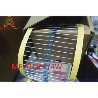 Điện trở mf 510k 1/4w 1% chân đồng t1-f6điện trở mf 510k 1/4w 1% chân đồng t1-f6