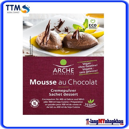 Bột làm mousse hữu cơ cao cấp vị chocolate 78g Arche