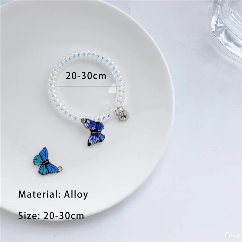 Butterfly Couple Bracelet Ins Hot Girlfriends Gift Long Distance Love Telephone Line Hair Rope Ring Bracelet For Women Men Jewelry Lover Gift XWNYDER