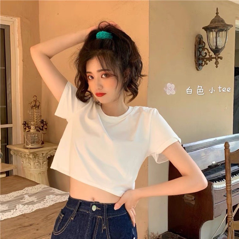 ÁO CROPTOP TRƠN CỔ TRÒN