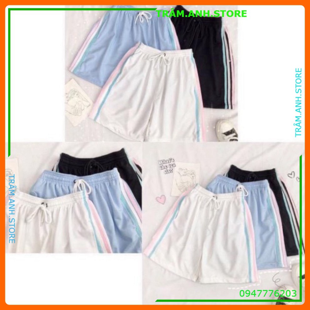 💝👗 Quần Short 3 Sọc Phối Màu Thun Ulzzang Rainbow Nam Nữ - Quần Short Đùi Sôc ống rộng cạp chun Thun 3 Line Color 🌸 �