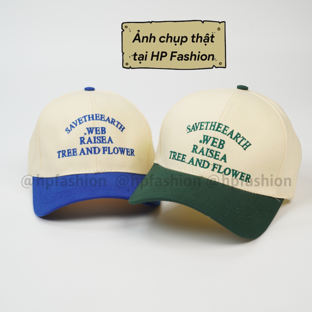 Mũ lưỡi trai ❤️ Nón kết phối màu thêu chữ SAVE THE EARTH chất kaki cao cấp form unisex nam nữ N91 - Happy Style