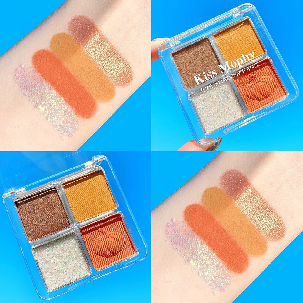 Bảng phấn mắt kim tuyến nhũ ngọc trai bí ngô chống nước không phai màu xinh xắn cho học sinh