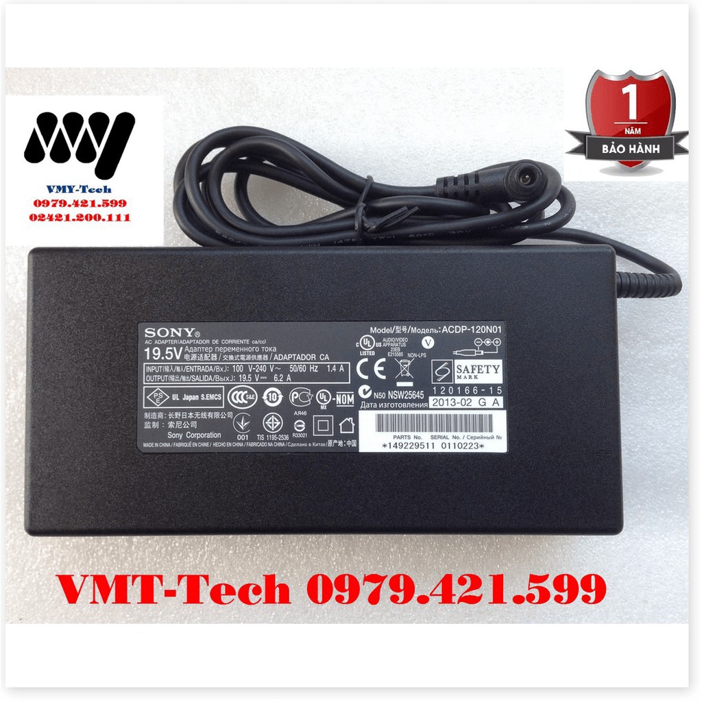 📊 Nguồn Sạc Laptop Tivi SONY 19.5V 6.2A Adapter - Kèm dây nguồn - NEW 100%