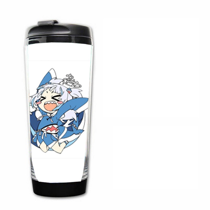 Bình nhựa đựng nước in hình GAWR GURA Hololive Vtuber anime chibi tiện lợi để đồ uống xinh xắn