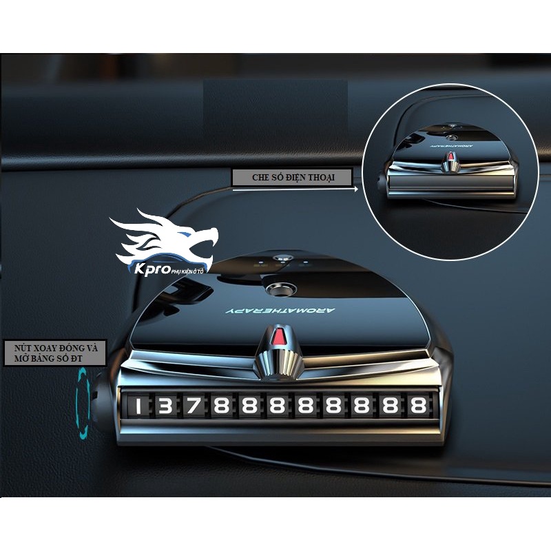Máy khuếch tán tinh dầu pin sạc kèm bảng số điện thoại để taplo ô tô, xe hơi - Hàng Kpro chất lượng cao | BigBuy360 - bigbuy360.vn