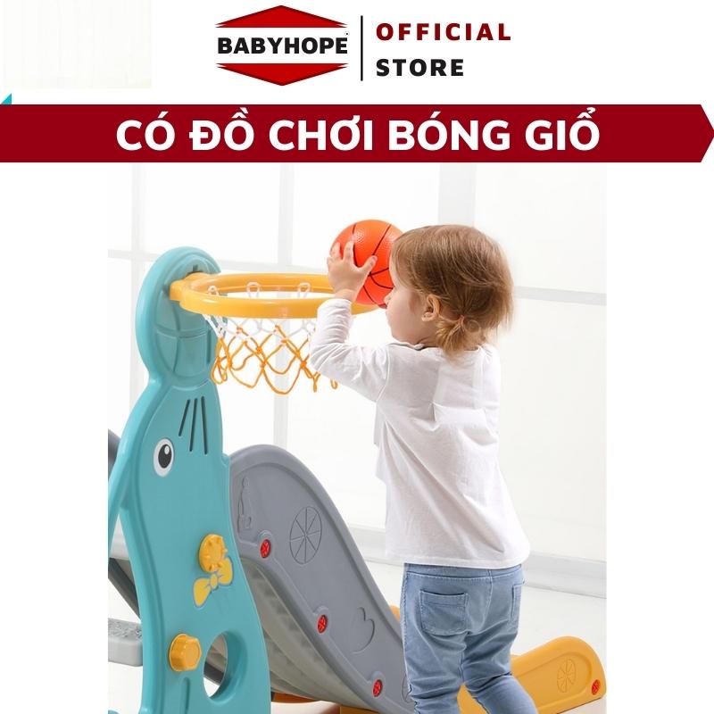 Cầu trượt cho bé HOLLA, Cầu trượt xích đu 3in1, Tặng kèm Bóng rổ cho bé BABYHOPE
