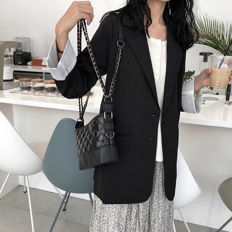 Túi đeo chéo mini dây xích Lingge túi đeo vai nữ hai dây đeo vai túi hobo