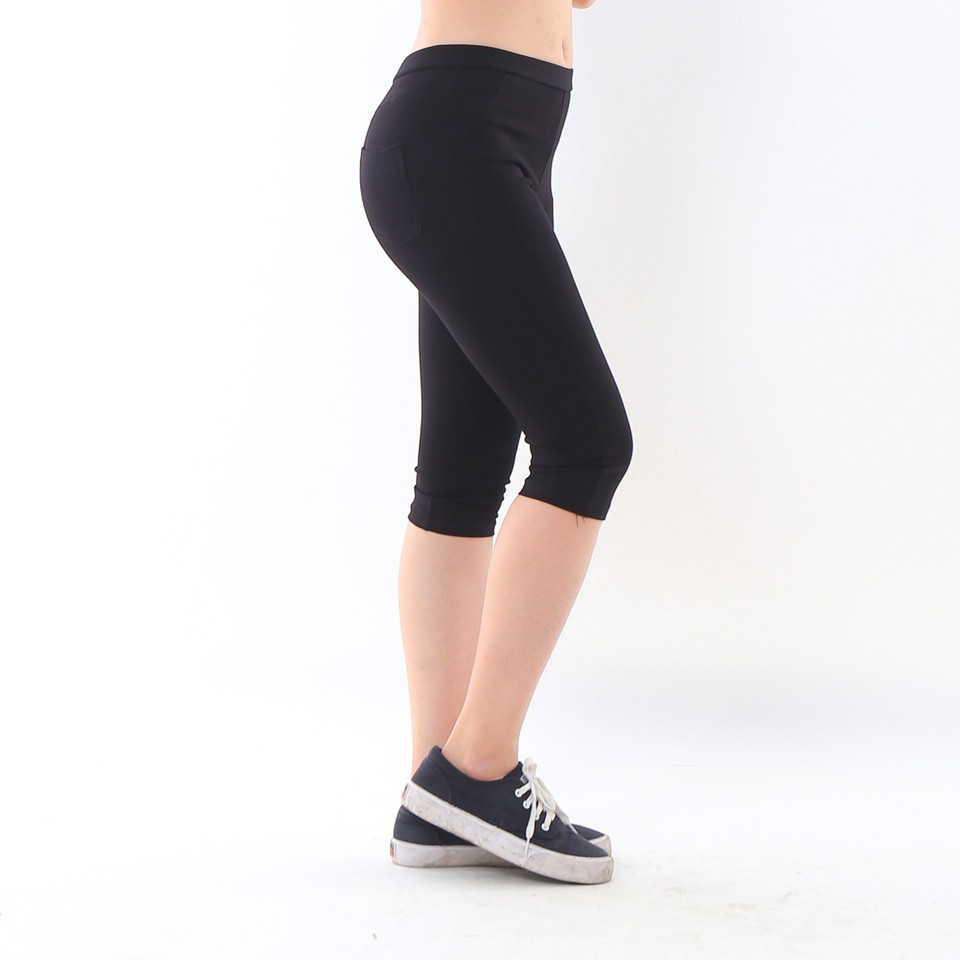 Quần LEGGING LỬNG TẬP GYM 4 TÚI, Chất Thun cotton co giãn siêu tốt