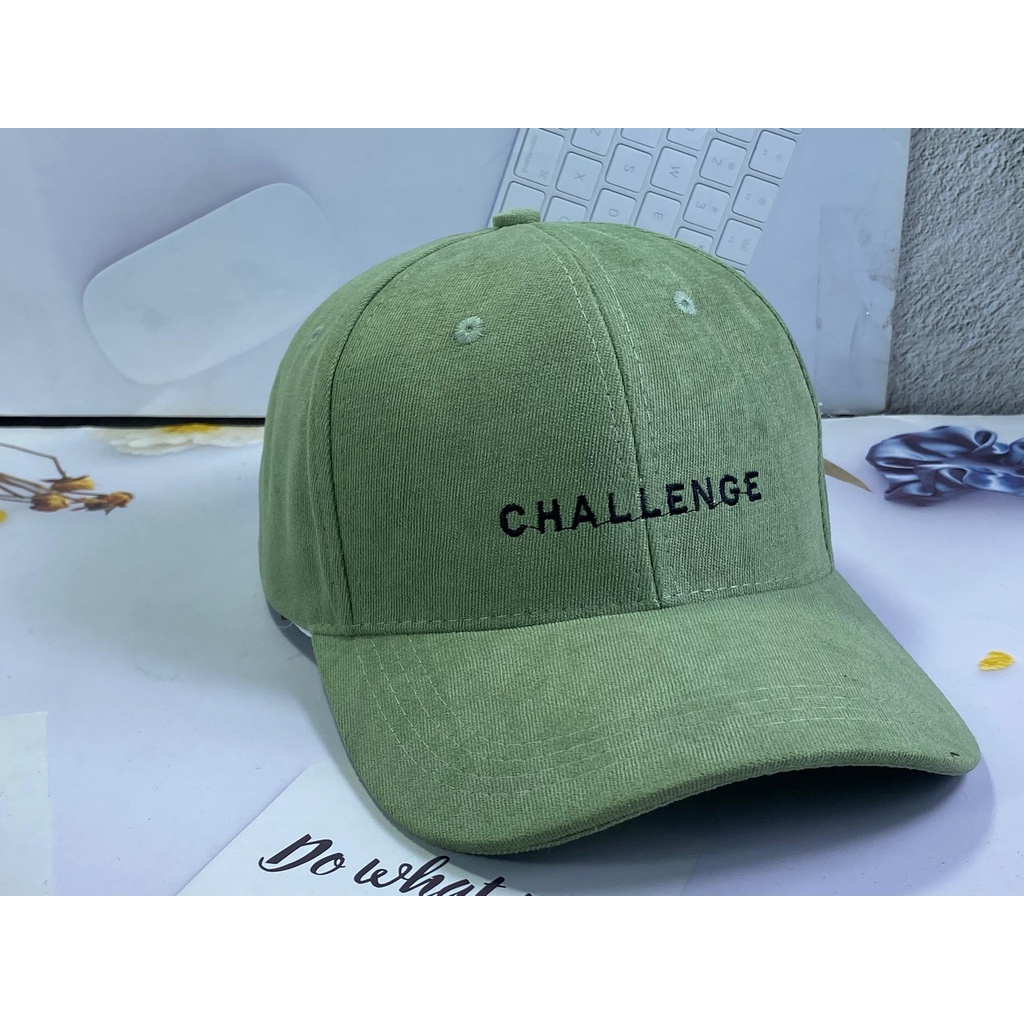 Mũ nhung mịn thêu CHALLENGE phong cách hàn quốc hàng unisex (Cap-Nón(Most))