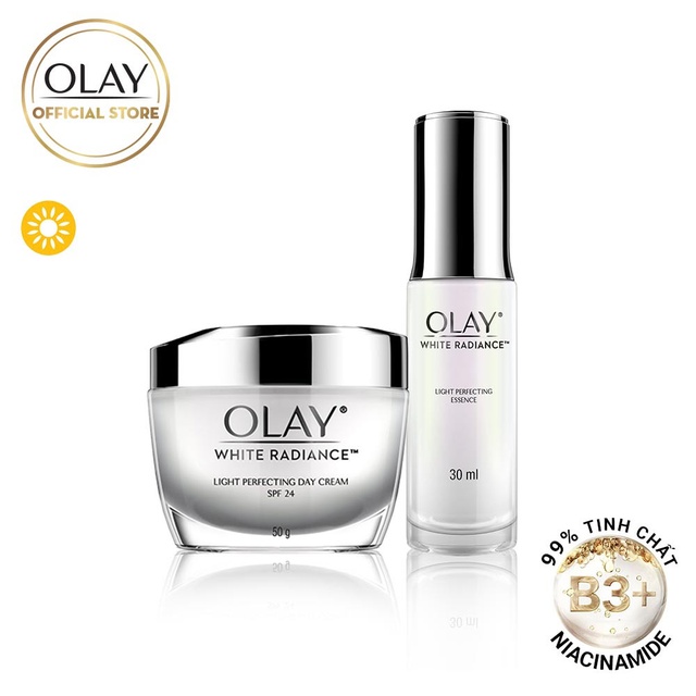 Bộ 2 sản phẩm dưỡng trắng da Olay White Radiance: Kem dưỡng ngày 50G &amp; Essence 30ML