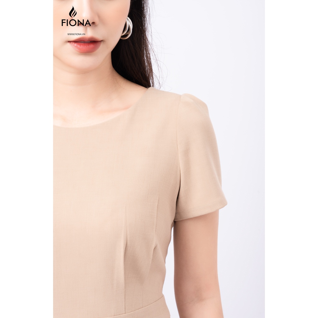 Áo sơ mi nữ dáng peplum ly xếp thân trước đính nơ trang trí FIONA F551214