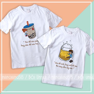Áo Đôi Nam Nữ  Unisex Trà Sữa Cute