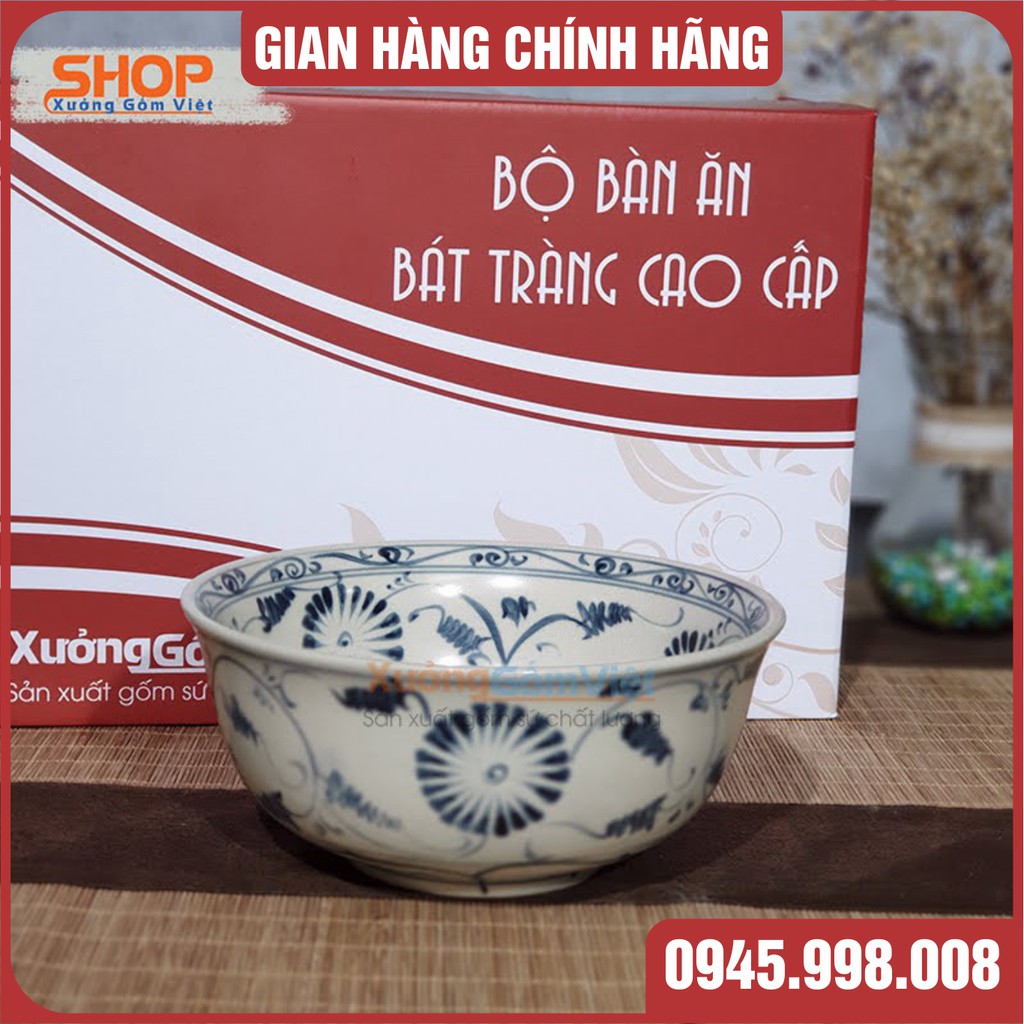 COMBO bộ bát đĩa cúc đen giả cổ gồm 9 món trang trí bàn ăn đẹp mắt và sang trọng hàng Bát Tràng - XƯỞNG GỐM VIỆT