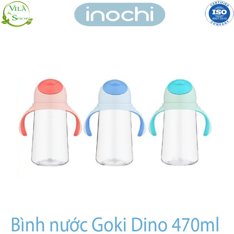 Bình Nước Cho Bé, Bình Nước Trẻ Em Có Tay Cầm Goki Dino 470ml, Bình Nước Cao Cấp Inochi Đạt Tiêu Chuẩn Xuất Nhật