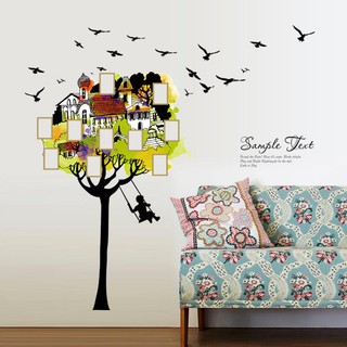 Decal dán tường cây treo khung hình Sample text cho bé