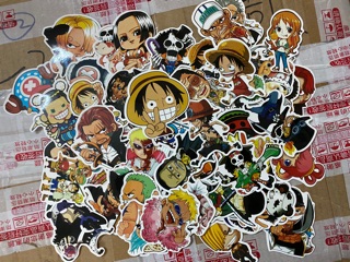 Set 48 sticker One Piece dán Nón BH, vali, xe, ...