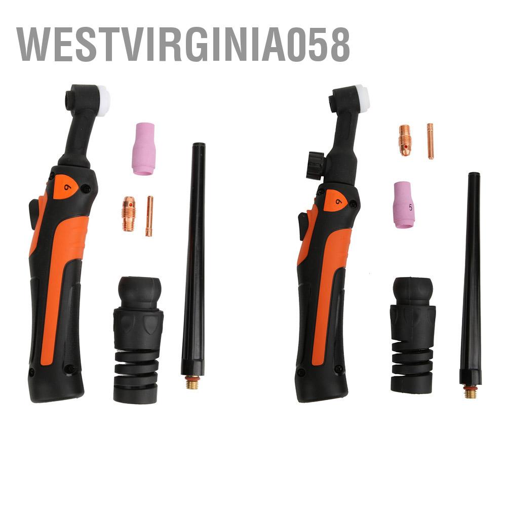 Westvirginia058 TIG Welding Torch Consumables Flexible Head Body Collet Ceramic Nozzle Long Back Cap Set