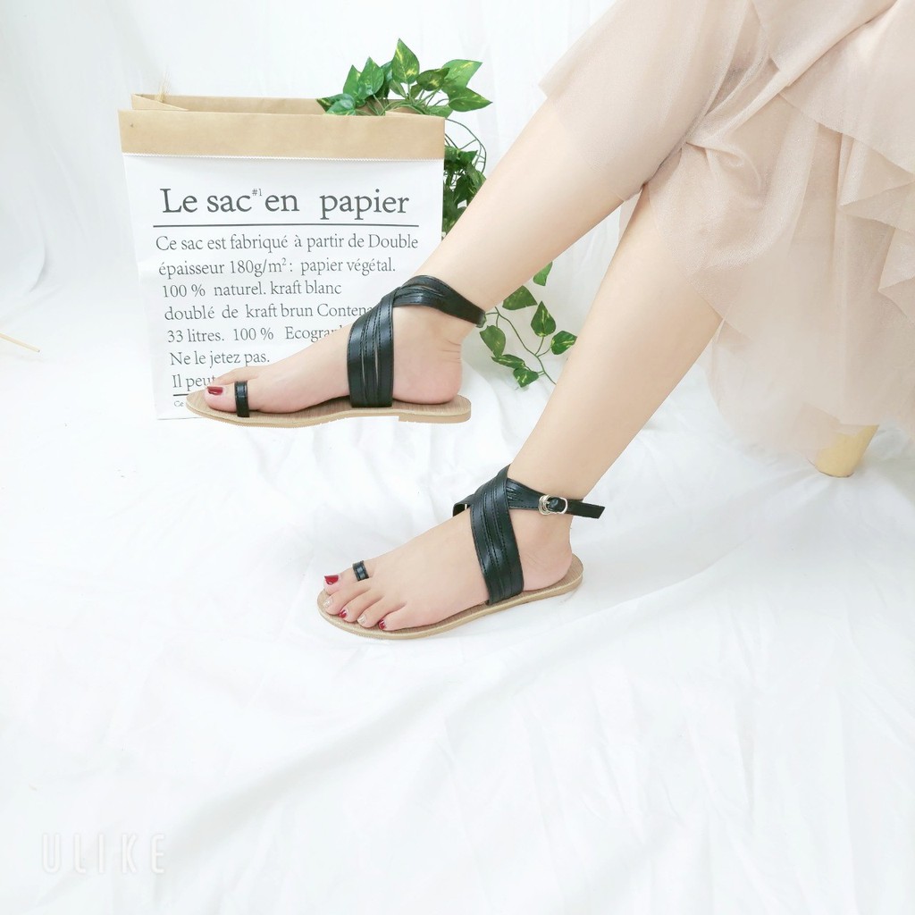 Giày Sandal nữ đế bệt chiến binh xỏ ngón dây mảnh quai chéo hot mùa hè đi biển đi chơi đi học - TB-Go [Hoàn Xu]