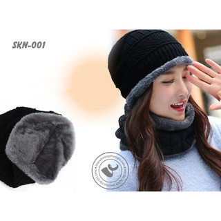 (Mua 1 tặng 1) Mũ len + khăn len Set Nữ