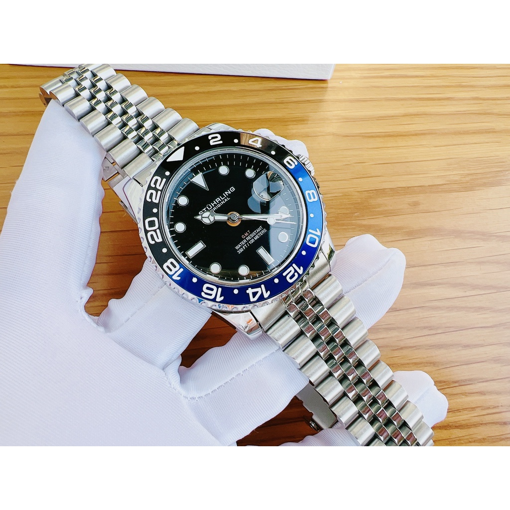 Đồng hồ nam dây thép Stuhrling Aqua Diver Batman Swiss Made 39681