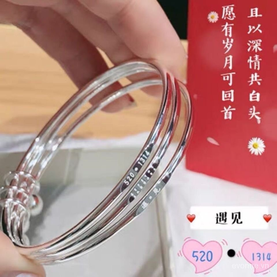 Mới Ba III Bạc Vòng Đeo Tay Nữ999Sterling Bạc Bạc Vòng Đeo Tay Vòng Đeo Tay Chữ Sinh Nhật, Quà Tặng Trang Sức Bạc