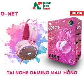 Tai Nghe GNet G09 Pink (Màu Hồng) Âm Thanh 7.1 USB LED - Hàng Chính Hãng