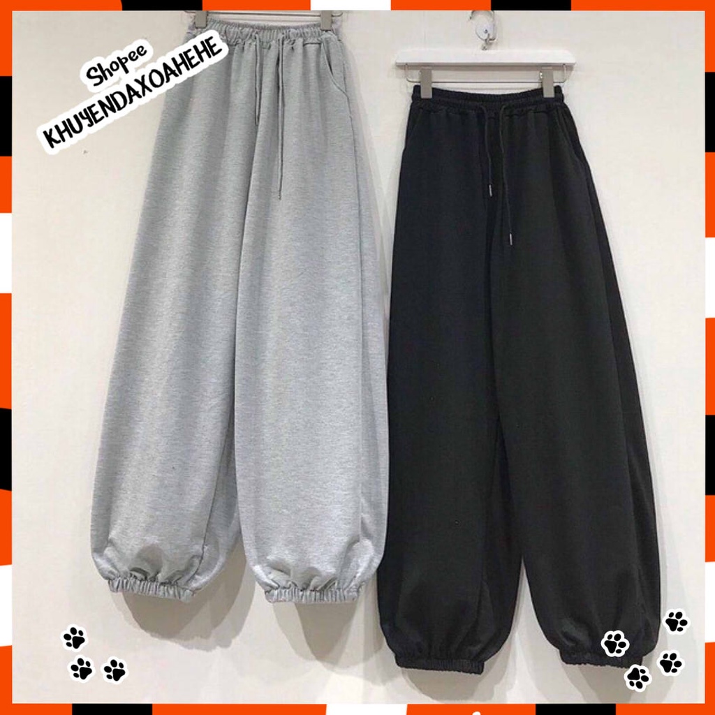 Q014 Quần jogger nam nữ xám đen hiphop Ulzzang, quần dài nỉ cạp chun thể thao mặc nhà, đi chơi ống rộng bo unisex giá rẻ