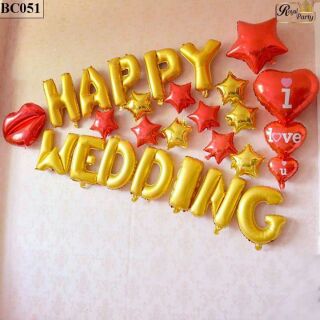 Bộ bóng chữ happy wedding