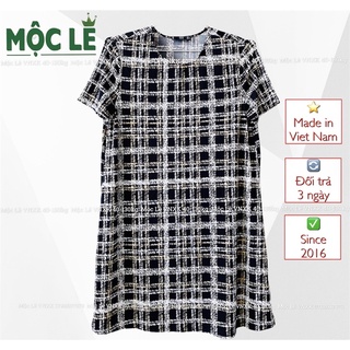 Đầm vnxk thun lạnh MANGO mỏng mát sọc caro