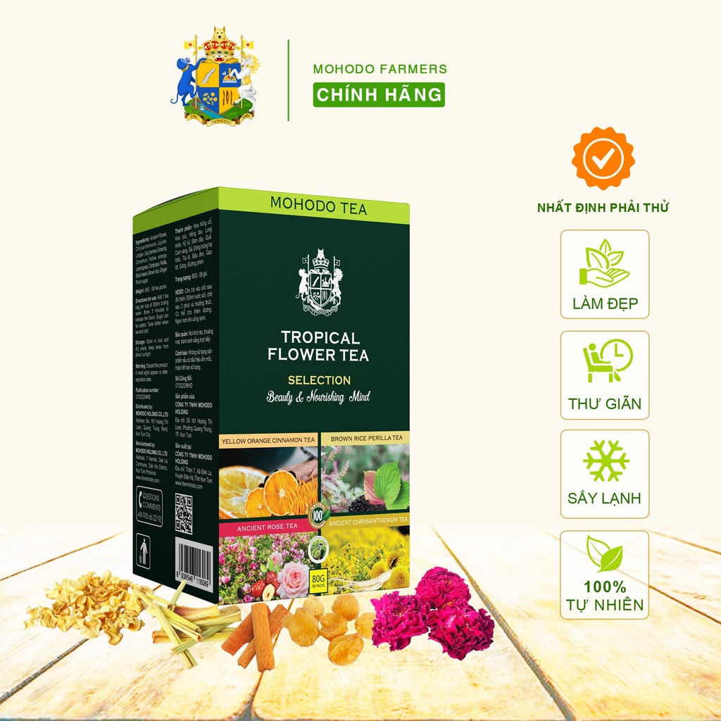 Trà Hoa Nhiệt Đới Mohodo Trophical Flower Tea Mix 4 Vị Trà Hoa Đặc Biệt Giúp Dưỡng Nhan Giải Nhiệt Ngủ Ngon 80G