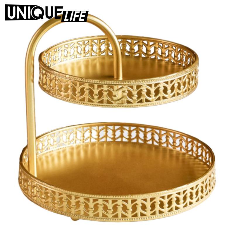 2 Lớp Sắt Trang Trí Khay Trái Cây Vege Đứng Trang Trí Nhà Sọc